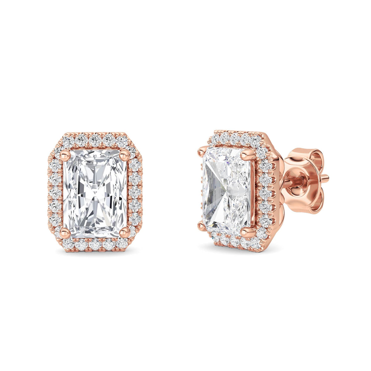 2CTW Radiant Lab-Grown Diamond Earrings 42 Stones