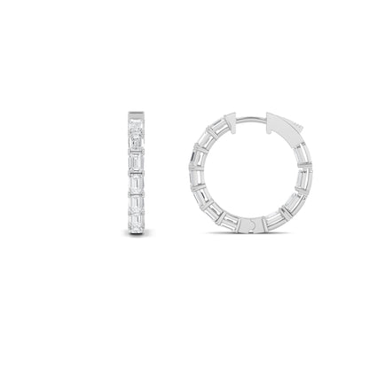 3.5CTW Emerald Lab-Grown Diamond Inside Out Hoop Earrings 22 Stones