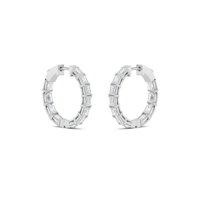 3.5CTW Emerald Lab-Grown Diamond Inside Out Hoop Earrings 22 Stones