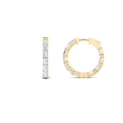 3.5CTW Emerald Lab-Grown Diamond Inside Out Hoop Earrings 22 Stones