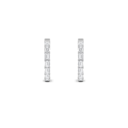 4CTW Emerald Lab-Grown Diamond Prong Hoop|Huggies Inside Out Hoop Earrings 22 Stones
