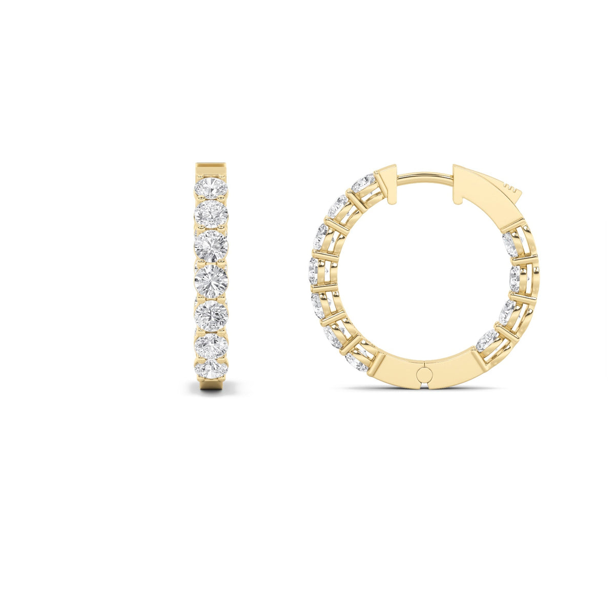 4CTW Round Lab-Grown Diamond Prong Inside Out Hoop Earrings 22 Stones