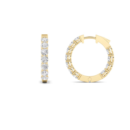 4CTW Round Lab-Grown Diamond Prong Inside Out Hoop Earrings 22 Stones