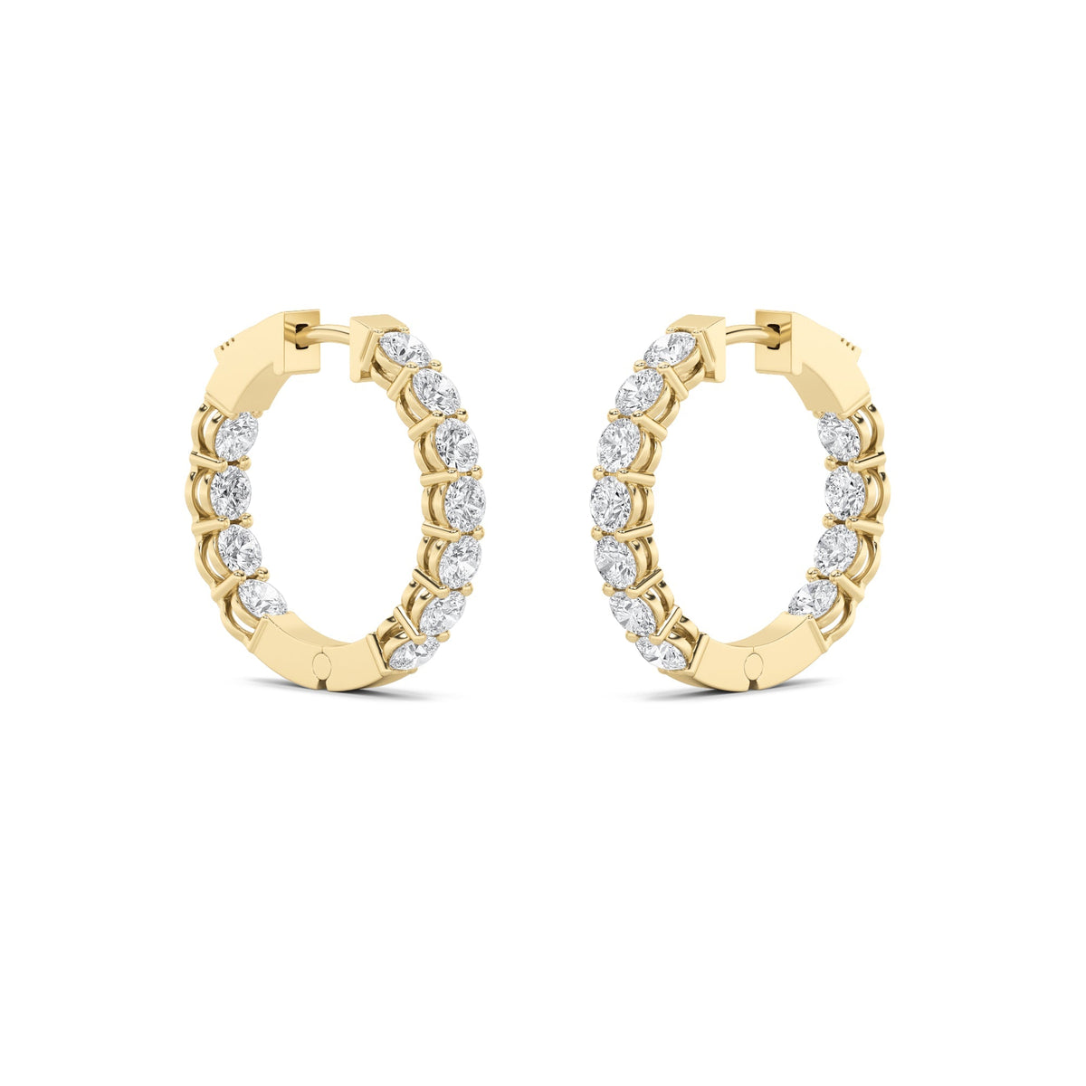 4CTW Round Lab-Grown Diamond Prong Inside Out Hoop Earrings 22 Stones