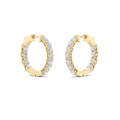 4CTW Round Lab-Grown Diamond Prong Inside Out Hoop Earrings 22 Stones