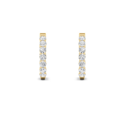 4CTW Round Lab-Grown Diamond Prong Inside Out Hoop Earrings 22 Stones