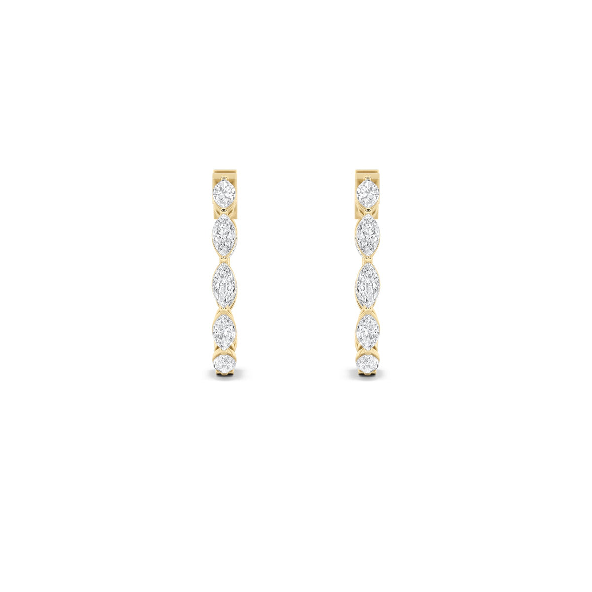 4CTW Marquise Lab-Grown Diamond Prong Hoop|Huggies Inside Out Hoop Earrings 16 Stones