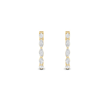 4CTW Marquise Lab-Grown Diamond Prong Hoop|Huggies Inside Out Hoop Earrings 16 Stones