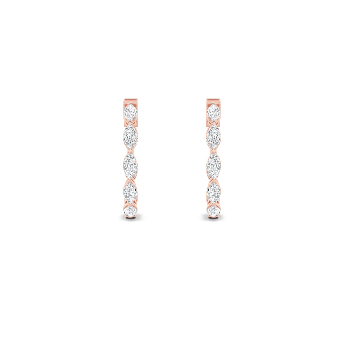 4CTW Marquise Lab-Grown Diamond Prong Hoop|Huggies Inside Out Hoop Earrings 16 Stones