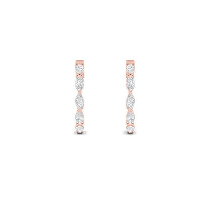 4CTW Marquise Lab-Grown Diamond Prong Hoop|Huggies Inside Out Hoop Earrings 16 Stones