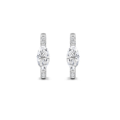 1.5CTW Marquise Lab-Grown Diamond Prong Solitare Accent Huggie Earrings 12 Stones