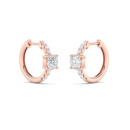 1.5CTW Round Lab-Grown Diamond Prong Solitare Accent Huggie Earrings 14 Stones