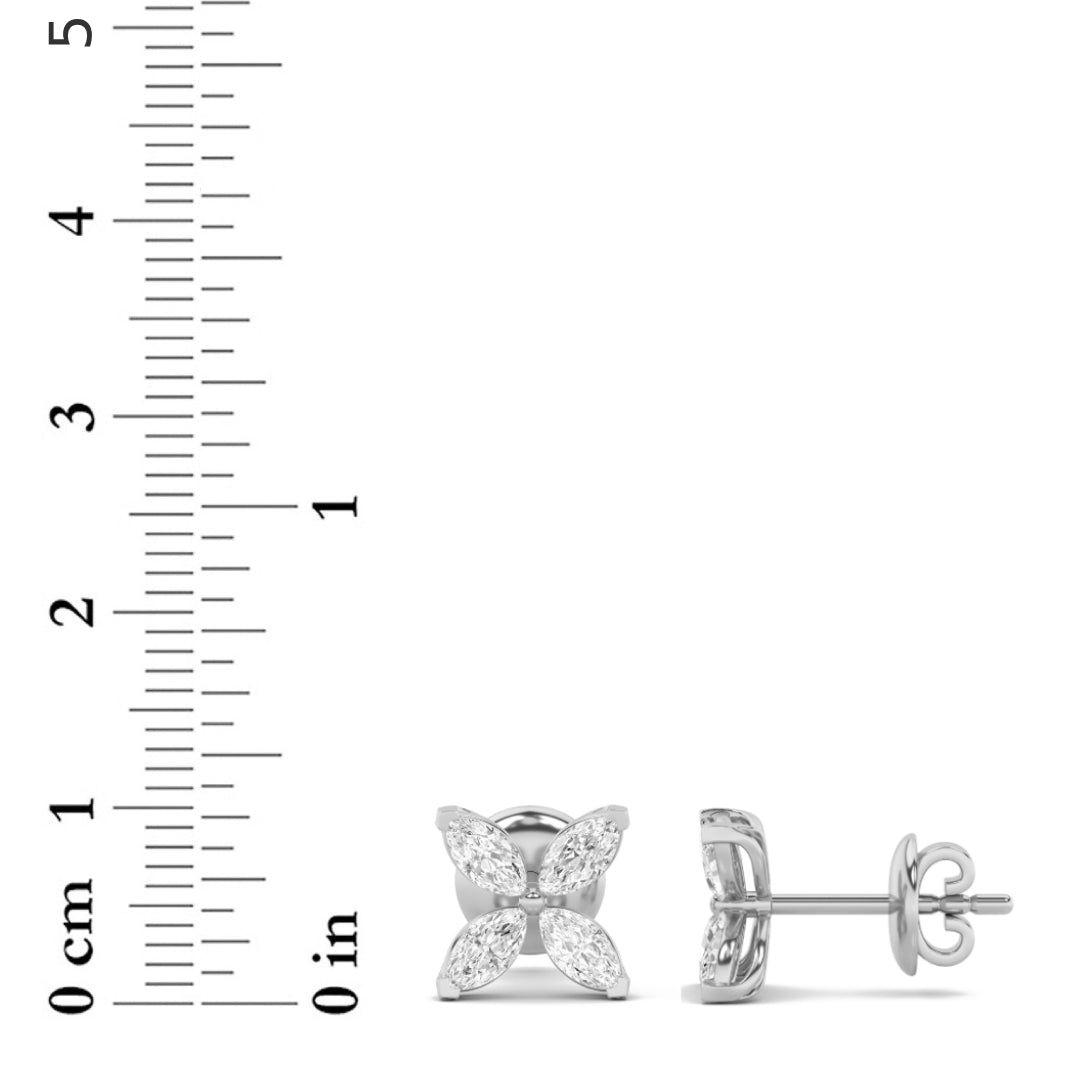 2CTW Marquise Lab-Grown Diamond Prong Flower Earrings 8 Stones