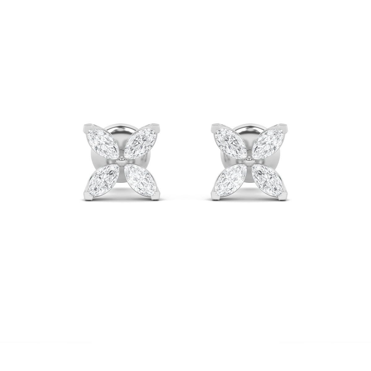 2CTW Marquise Lab-Grown Diamond Prong Flower Earrings 8 Stones