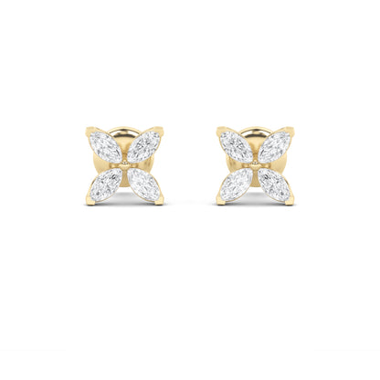 2CTW Marquise Lab-Grown Diamond Prong Flower Earrings 8 Stones