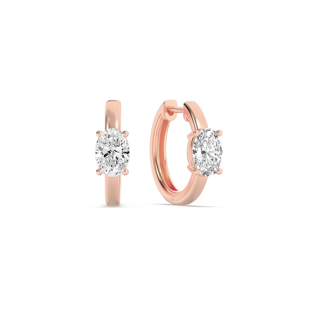 1.5CTW Oval Lab-Grown Diamond Prong Solitaire Huggie Earrings 2 Stones