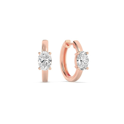 1.5CTW Oval Lab-Grown Diamond Prong Solitaire Huggie Earrings 2 Stones