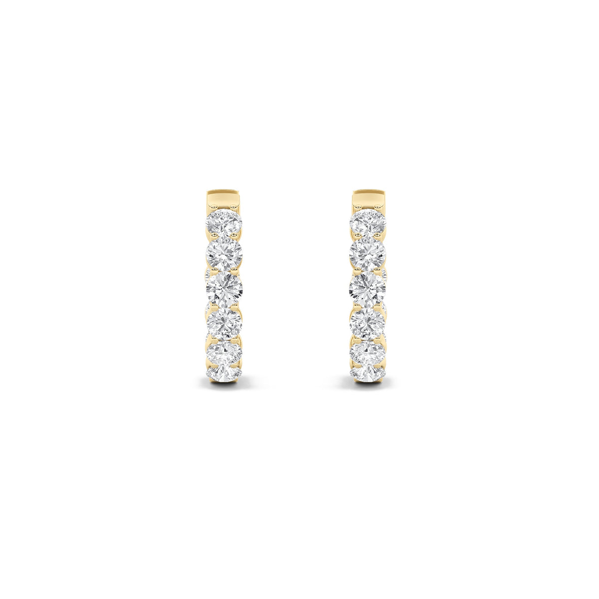 3CTW Round Lab-Grown Diamond Prong Inside Out Hoop Earrings 18 Stones 3.7mm Width