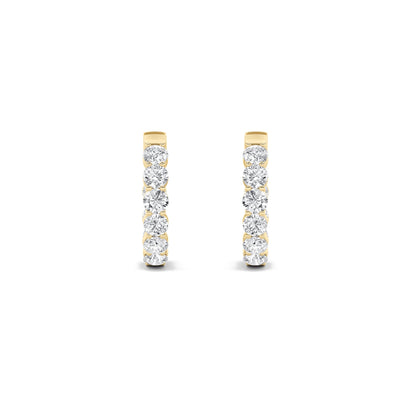 3CTW Round Lab-Grown Diamond Prong Inside Out Hoop Earrings 18 Stones 3.7mm Width