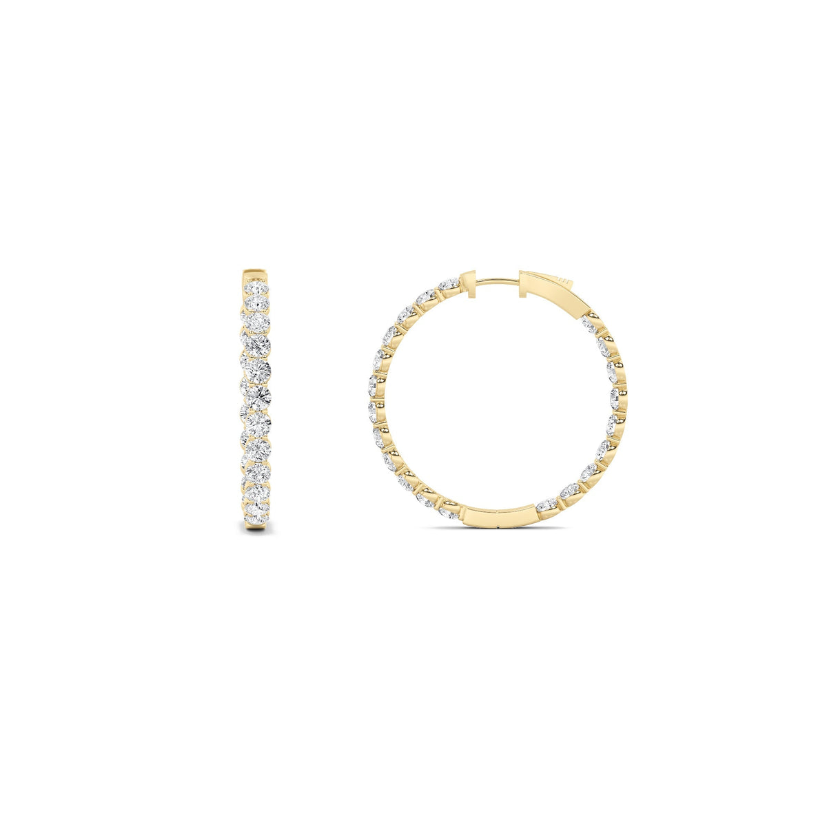 7CTW Round Lab-Grown Diamond Prong Inside Out Hoop Earrings 42 Stones 3.65mm Width