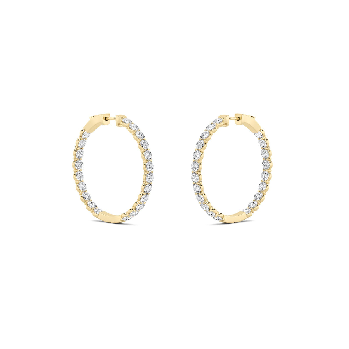 7CTW Round Lab-Grown Diamond Prong Inside Out Hoop Earrings 42 Stones 3.65mm Width