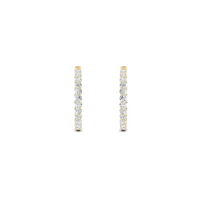 7CTW Round Lab-Grown Diamond Prong Inside Out Hoop Earrings 42 Stones 3.65mm Width