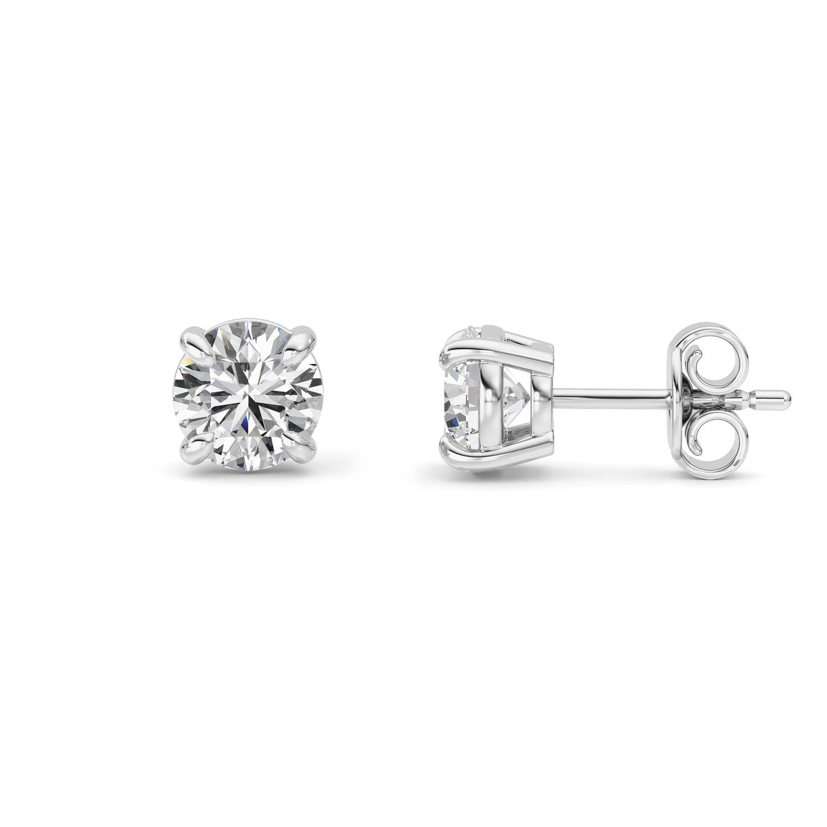 1CTW Round Lab-Grown Diamond Prong Classic Basket Set Stud Earrings 2 Stones