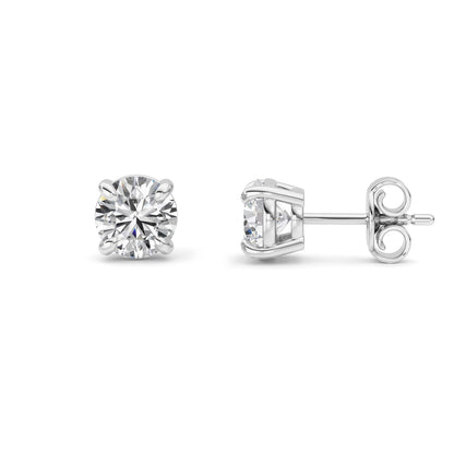 1CTW Round Lab-Grown Diamond Prong Classic Basket Set Stud Earrings 2 Stones