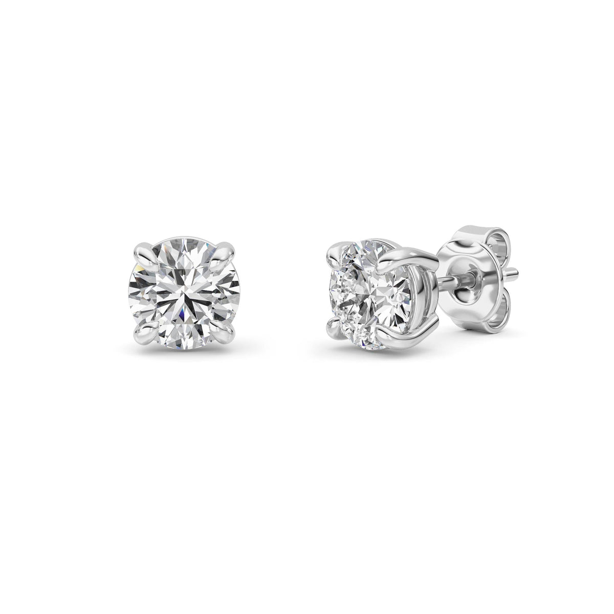 1CTW Round Lab-Grown Diamond Prong Classic Basket Set Stud Earrings 2 Stones