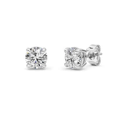 1CTW Round Lab-Grown Diamond Prong Classic Basket Set Stud Earrings 2 Stones