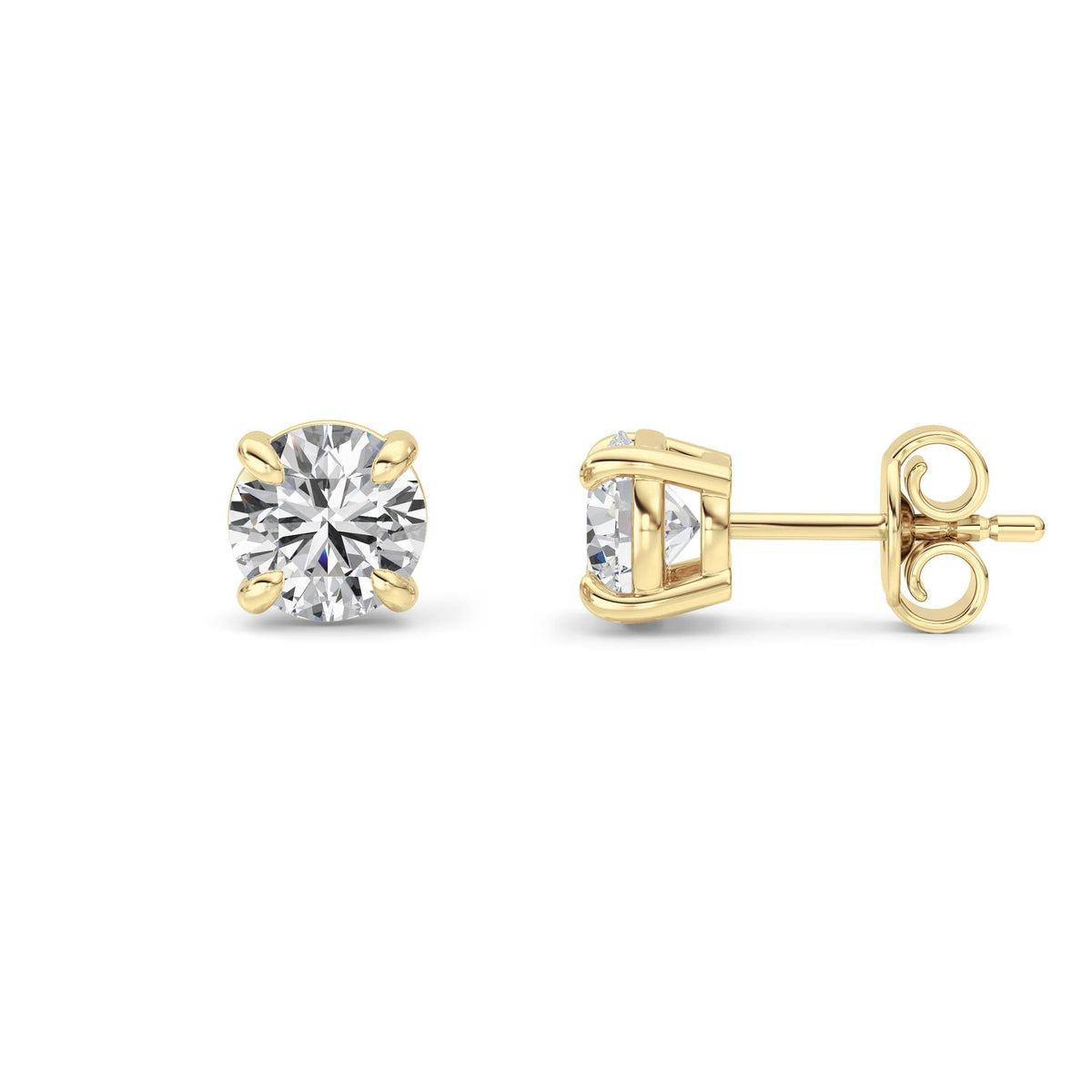 1CTW Round Lab-Grown Diamond Prong Classic Basket Set Stud Earrings 2 Stones
