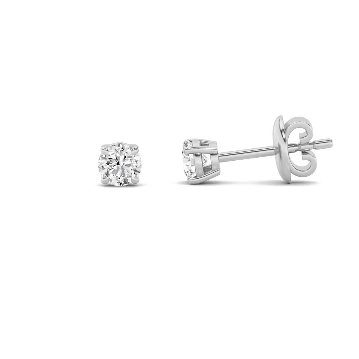 2CTW Round Lab-Grown Diamond Prong Classic Basket Set Stud Earrings 2 Stones 6.4mm Width