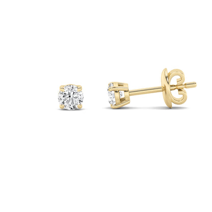 2CTW Round Lab-Grown Diamond Prong Classic Basket Set Stud Earrings 2 Stones 6.4mm Width