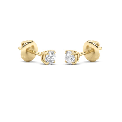 2CTW Round Lab-Grown Diamond Prong Classic Basket Set Stud Earrings 2 Stones 6.4mm Width