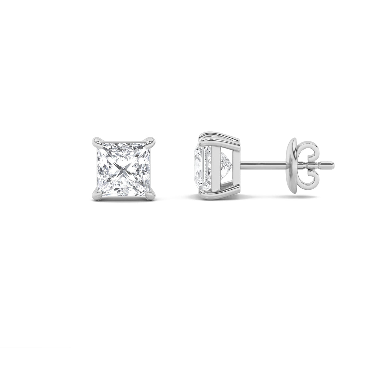 2CTW Princess Lab-Grown Diamond Prong Stud Earrings 2 Stones