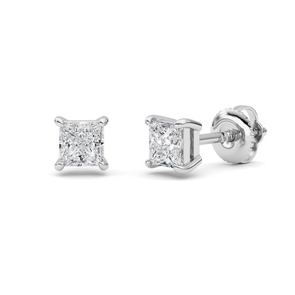 2CTW Princess Lab-Grown Diamond Prong Stud Earrings 2 Stones