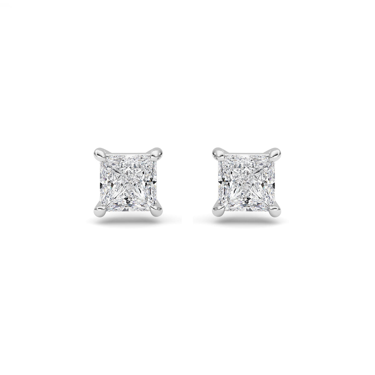 2CTW Princess Lab-Grown Diamond Prong Stud Earrings 2 Stones
