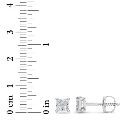 2CTW Princess Lab-Grown Diamond Prong Stud Earrings 2 Stones