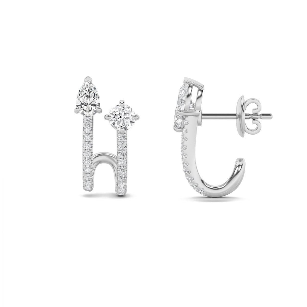 2.5CTW Round Lab-Grown Diamond Prong Toi et Moi Accented Earrings 42 Stones