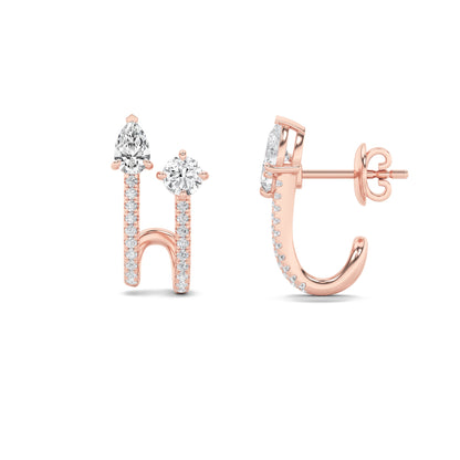 2.5CTW Round Lab-Grown Diamond Prong Toi et Moi Accented Earrings 42 Stones