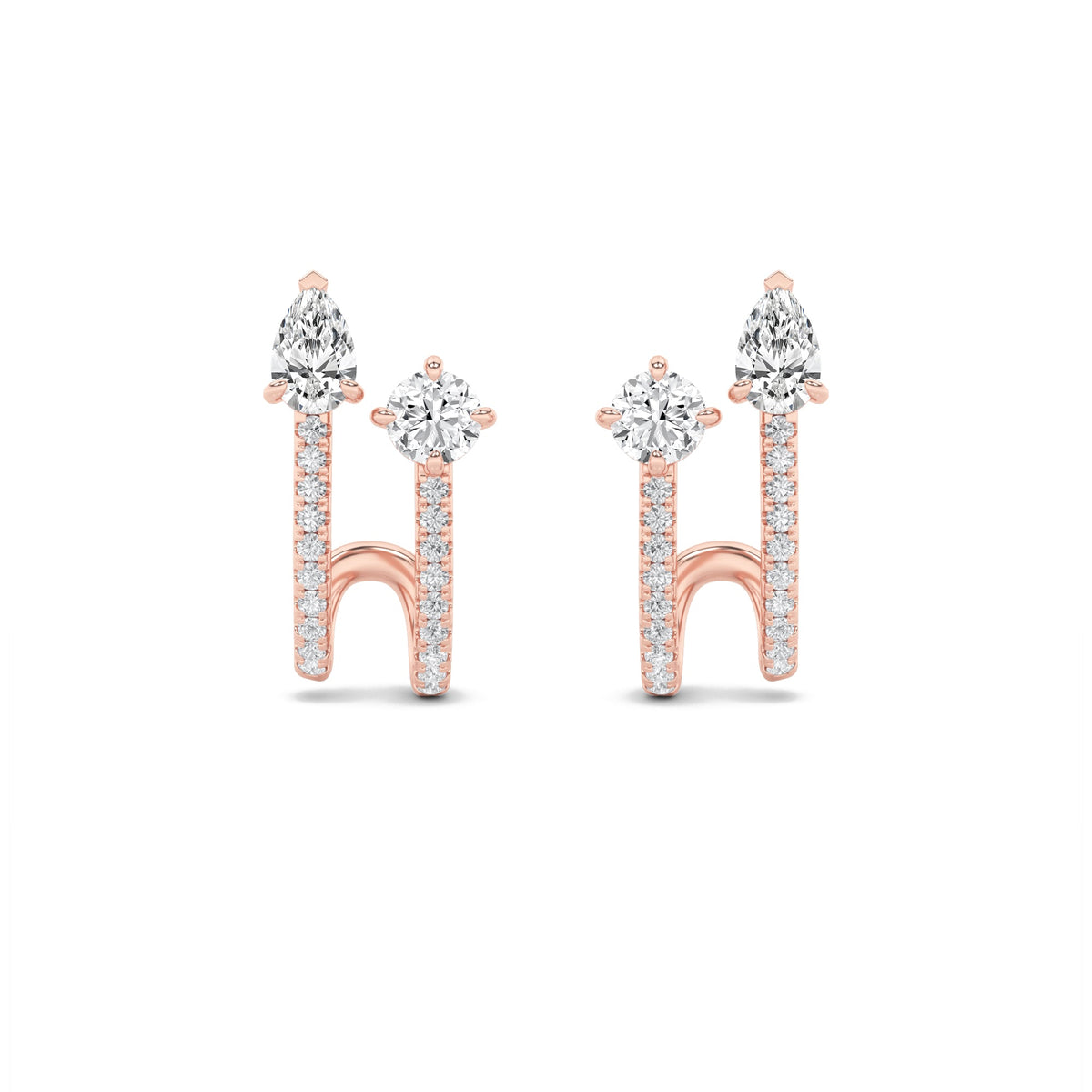 2.5CTW Round Lab-Grown Diamond Prong Toi et Moi Accented Earrings 42 Stones