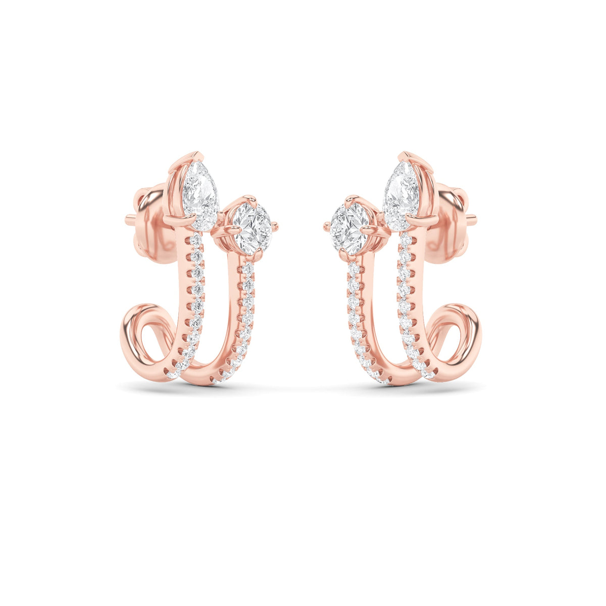 2.5CTW Round Lab-Grown Diamond Prong Toi et Moi Accented Earrings 42 Stones