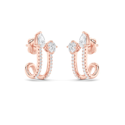 2.5CTW Round Lab-Grown Diamond Prong Toi et Moi Accented Earrings 42 Stones