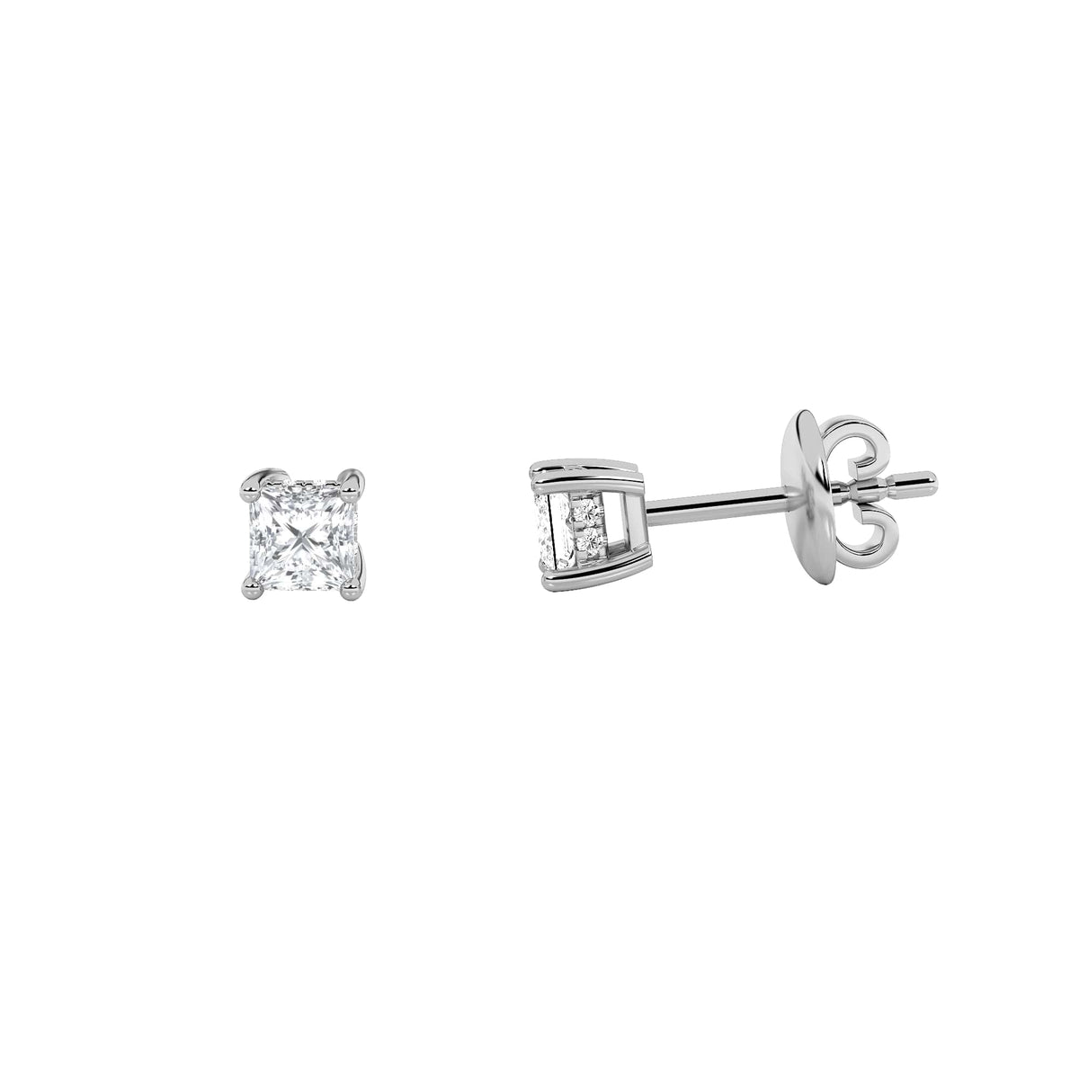 2CTW Princess Lab-Grown Diamond Prong Hidden Halo Stud Earrings 18 Stones