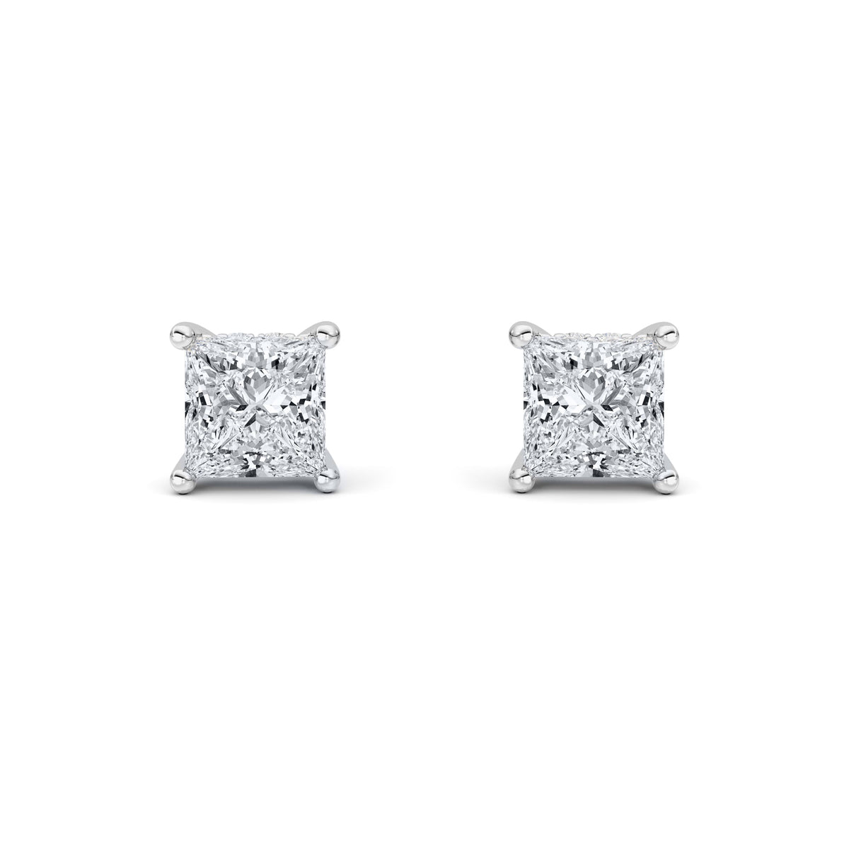 2CTW Princess Lab-Grown Diamond Prong Hidden Halo Stud Earrings 18 Stones