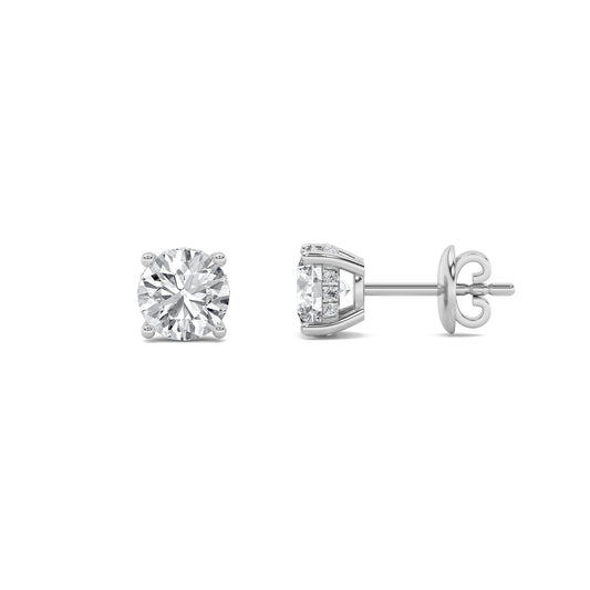 1CTW Round Lab-Grown Diamond Prong Hidden Halo Stud Earrings 18 Stones