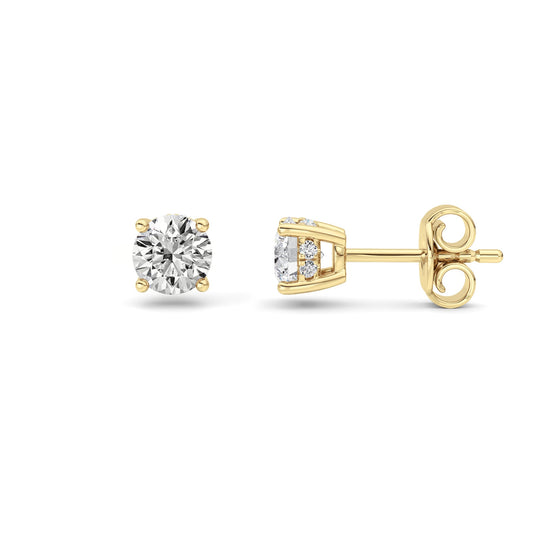 1.5CTW Round Lab-Grown Diamond Prong Hidden Halo Stud Earrings 18 Stones