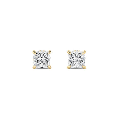 2CTW Princess Lab-Grown Diamond Prong Hidden Halo Stud Earrings 24 Stones