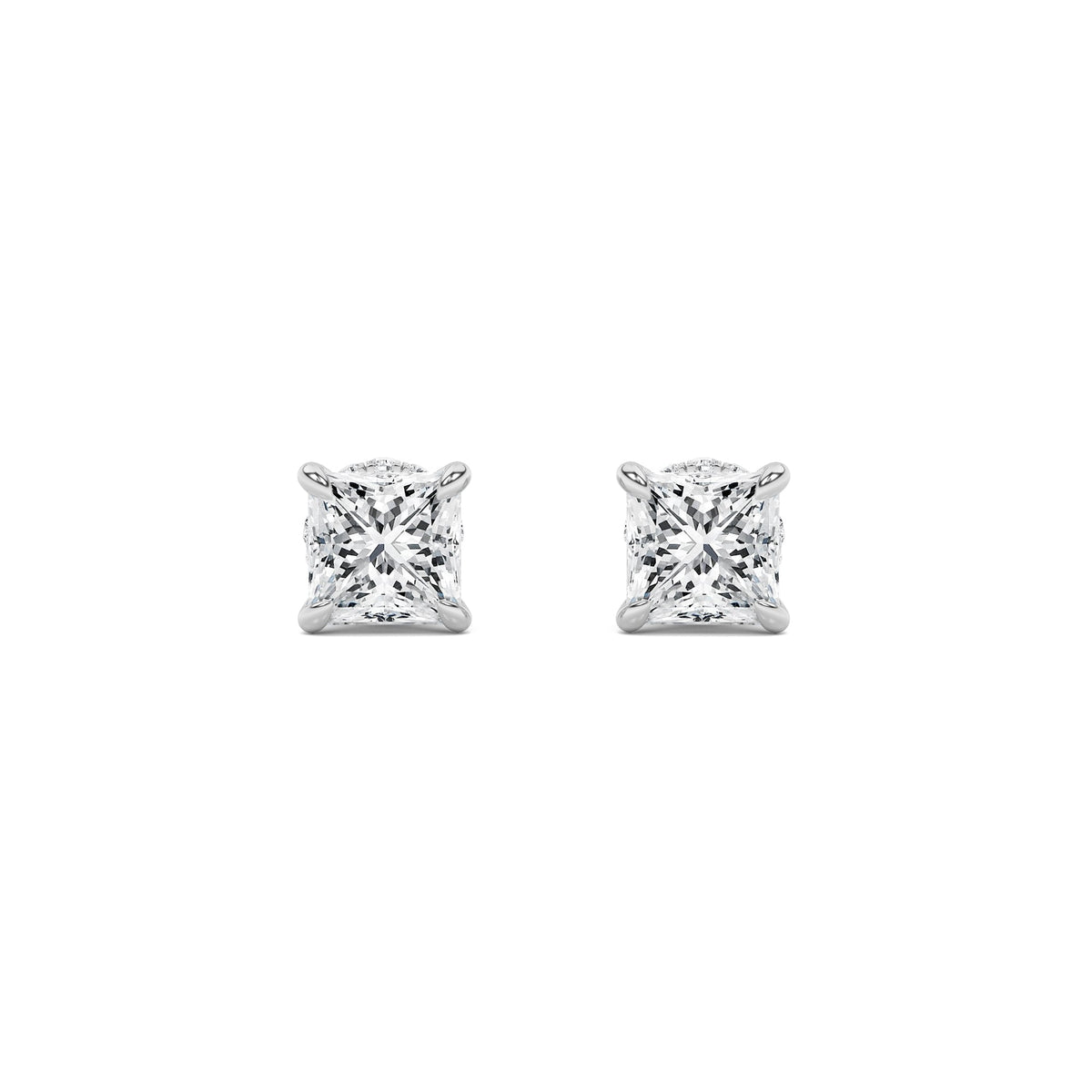 5CTW Princess Lab-Grown Diamond Prong Hidden Halo Stud Earrings 28 Stones