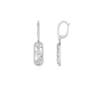 1.75CTW Mixed Lab-Grown Diamond Prong Paperclip Dangle Earrings 28 Stones